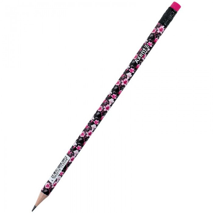 Карандаш графитный с ластиком НВ Floral Black