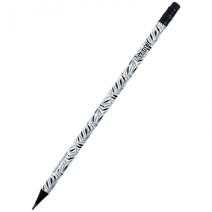 Карандаш графитный с ластиком НВ Black Leaves