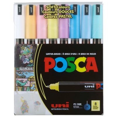 Набор маркеров Uni POSCA Soft Color 0,7мм (8цв.)