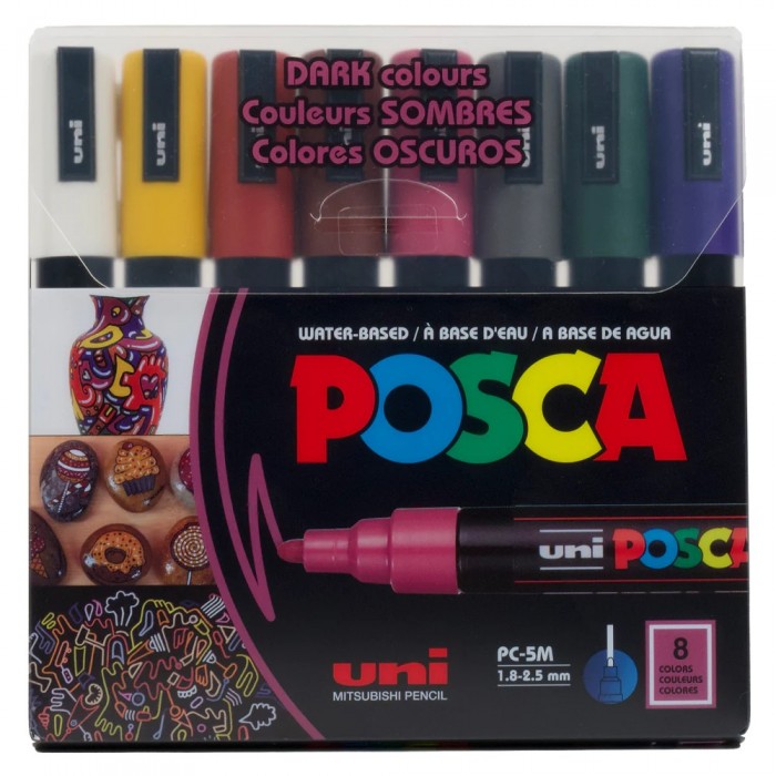 Набір маркерів Uni POSCA Dark Color 1,8-2,5мм (8кол.)