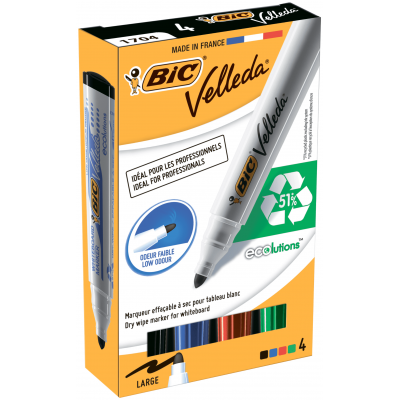 Набор маркеров для сухостираемых досок Velleda BIC (4цв)