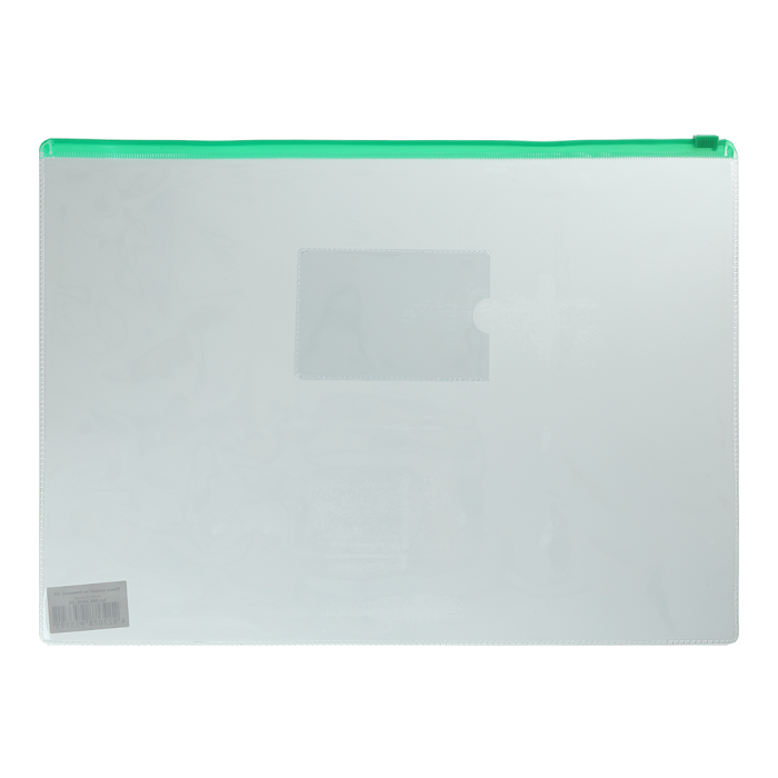 Папка-конверт на блискавці прозора А4 (зелена) bm.3946-04