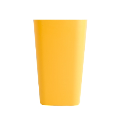 Стакан пластиковый для письменных принадлежностей (квадратный, желтый)