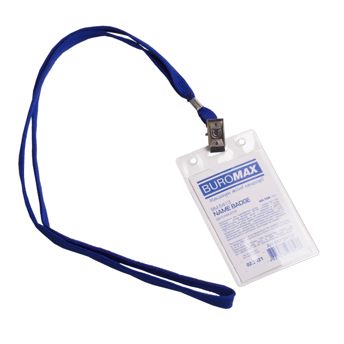 Бейдж вертикальний 64х108мм зі шнурком на кліпі BM.5413