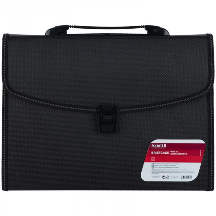 Портфель на 12 отделений А4 (черный) 1607-01-a