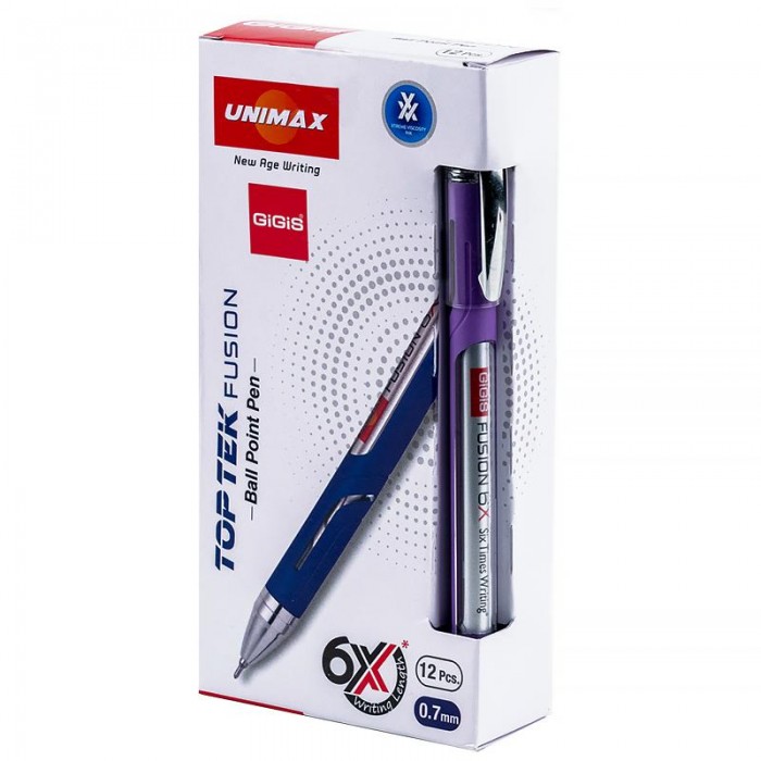 Ручка кулькова Top Tek Fusion (фіолетовий) ux-10 000-11 (Пише у 6 разів довше)