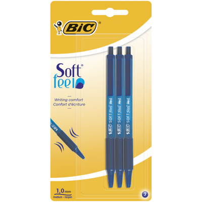 Ручка кулькова Soft Feel Clic Grip (синій)  3шт/пак