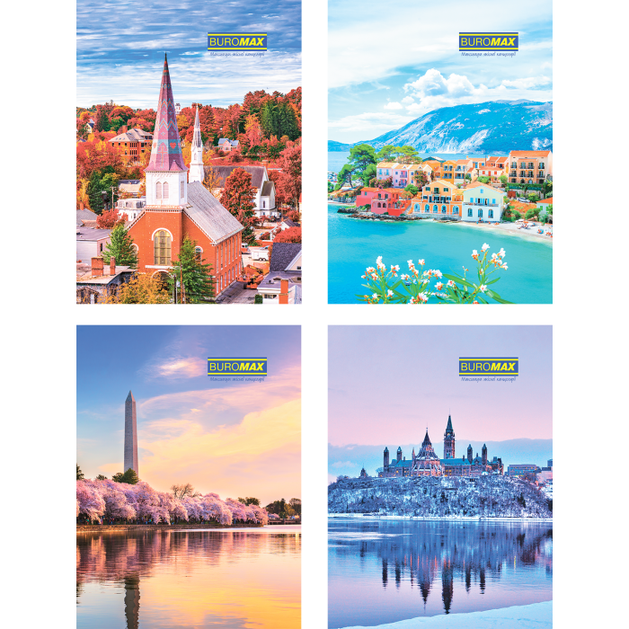 Книга канцелярська А4, Міста, сезони, 96 аркушів (клітинка) bm.2408