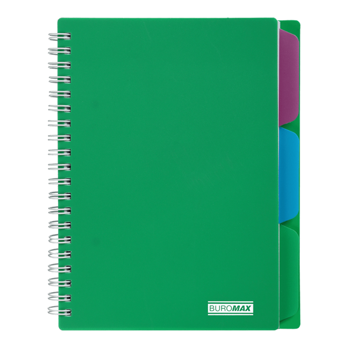 Зошит на пружині з разділювачами Bright В6, 100арк. (клітинка) зелений