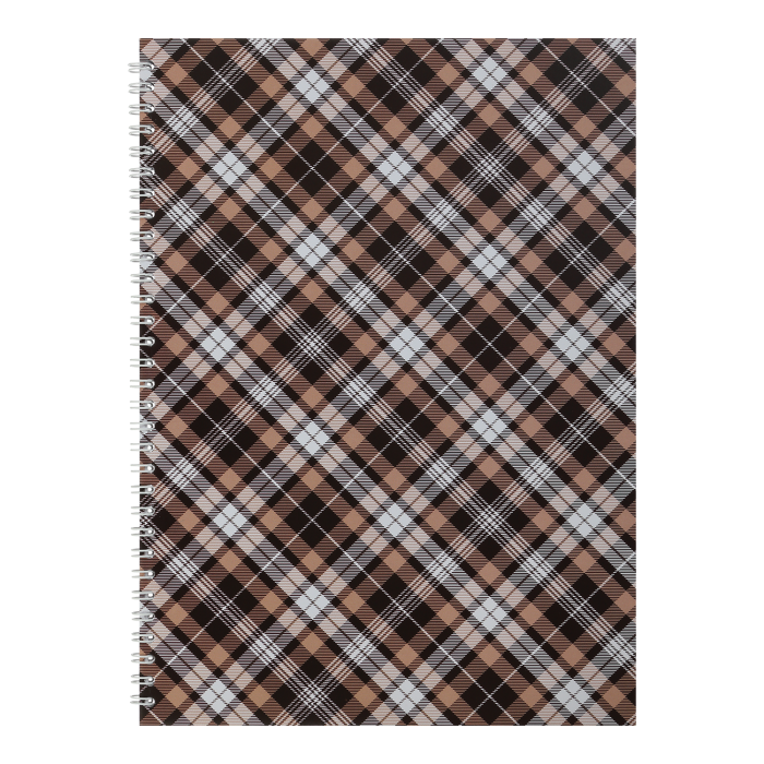 Тетрадь канцелярская Шотландка А4, 48 листов, коричневый (боковая спираль) BM.2590-18
