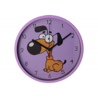 Часы настенные пластиковые Optima Little Dog (фиолетовый)