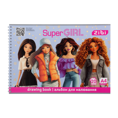 Альбом для малювання на пружині Super Girl (20 аркушів) А4 ZB.1440-10