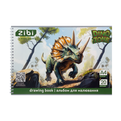 Альбом для малювання на пружині Dino (20 аркушів) А4 ZB.1440-16
