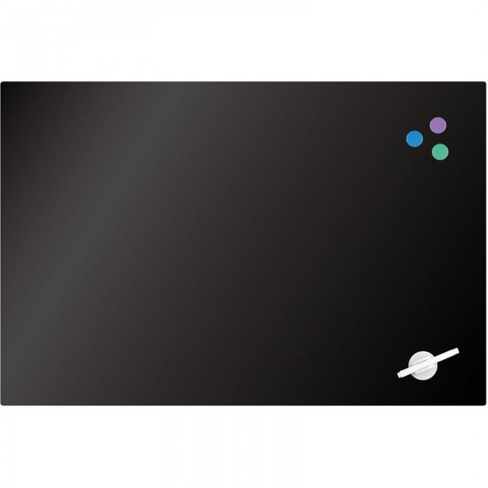 Дошка скляна, магнітно-маркерна, чорна (60х90см) 