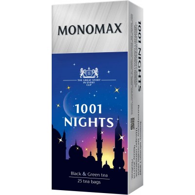 Чай Monomax 1001 Nights, пакет (1,5гх25пак) бленд чорного та зеленого