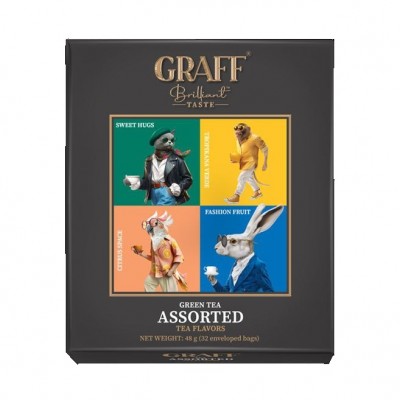 Чай Graff Ассорти чайных вкусов, пакет/саше (1,5гх32пак) зеленый Чай Graff Ассорти чайных вкусов, пакет/саше (1,5гх32пак) зеленый