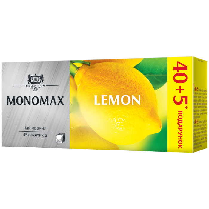 Чай Monomax Lemon, пакет (1,5гх45пак) черный