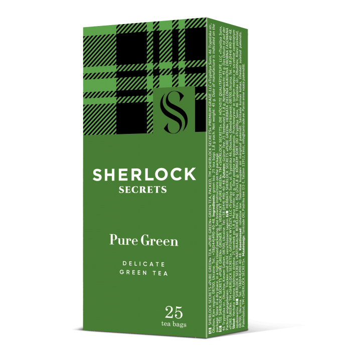 Чай Sherlock Secrets Pure Green, пакет (1,8гх25пак) зеленый