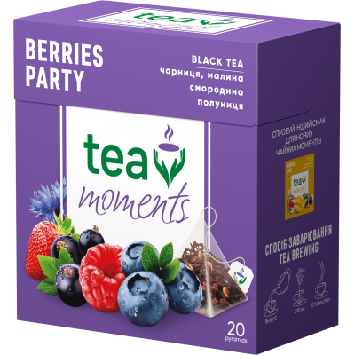 Чай Tea Moments Berries Party, пирамидки (1,8гх20пак) черный