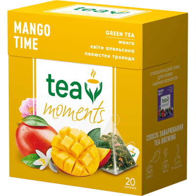 Чай Tea Moments Mango Time, пирамидки (1,7гх20пак) зеленый