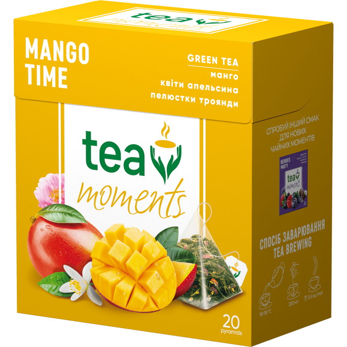 Чай Tea Moments Mango Time, пирамидки (1,7гх20пак) зеленый