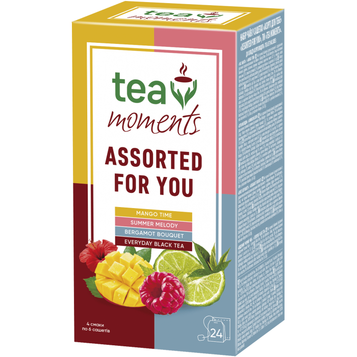 Набор чая, 4 вкуса Tea Moments Assorted for You, сашет (1,7гх24пак) 