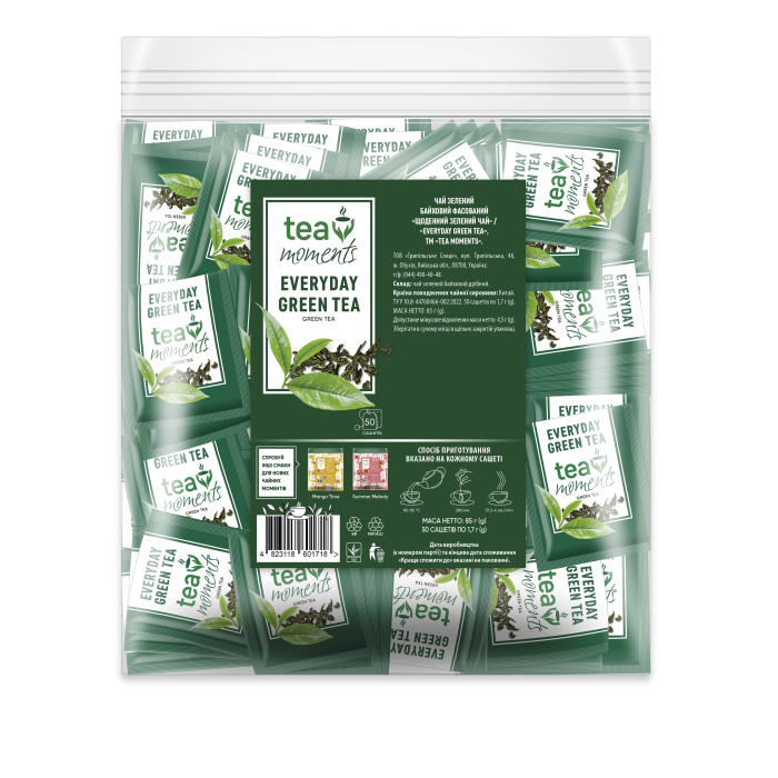 Чай Tea Moments Everyday Green Tea, сашет (1,7гх50пак) зеленый
