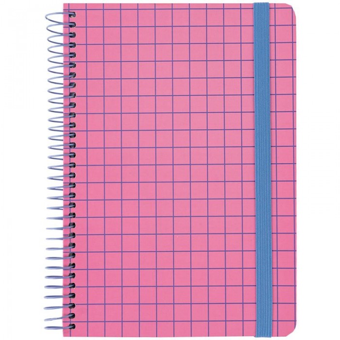 Блокнот для записів А5, 120арк. (бічна спіраль) клітинка, рожевий 8460-2-a