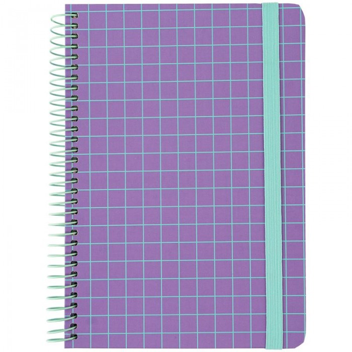 Блокнот для записів А5, 120арк. (бічна спіраль) клітинка, бузковий 8460-3-a