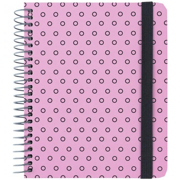 Блокнот В6+, 120л. (боковая спираль) клетка, розовый 8461-1-a