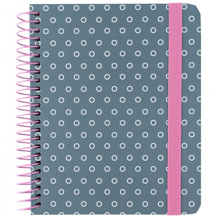 Блокнот В6+, 120л. (боковая спираль) клетка, серый 8461-2-a