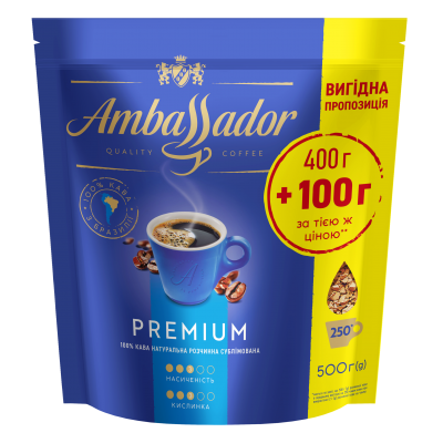 Кава розчинна Ambassador Premium 500г. 