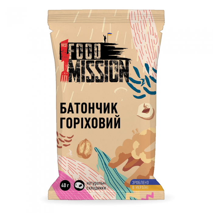 Батончик Food Mission 40г, ореховый