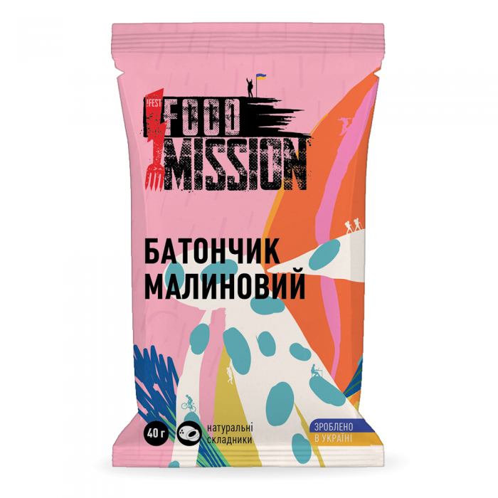 Батончик Food Mission 40г, малиновый