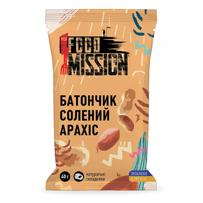 Батончик Food Mission 40г, арахис соленый