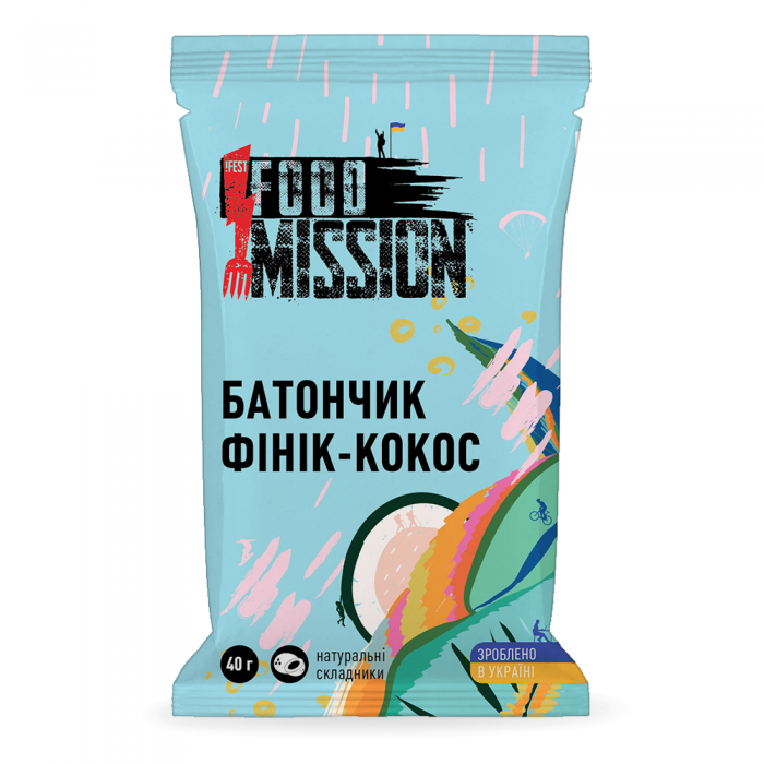 Батончик Food Mission 40г, кокосовый