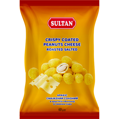 Арахис жареный, соленый, в хрустящей оболочке со вкусом сыра 60г