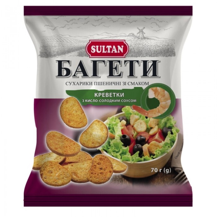 Багети зі смаком креветок з кисло-солодким соусом, 70г