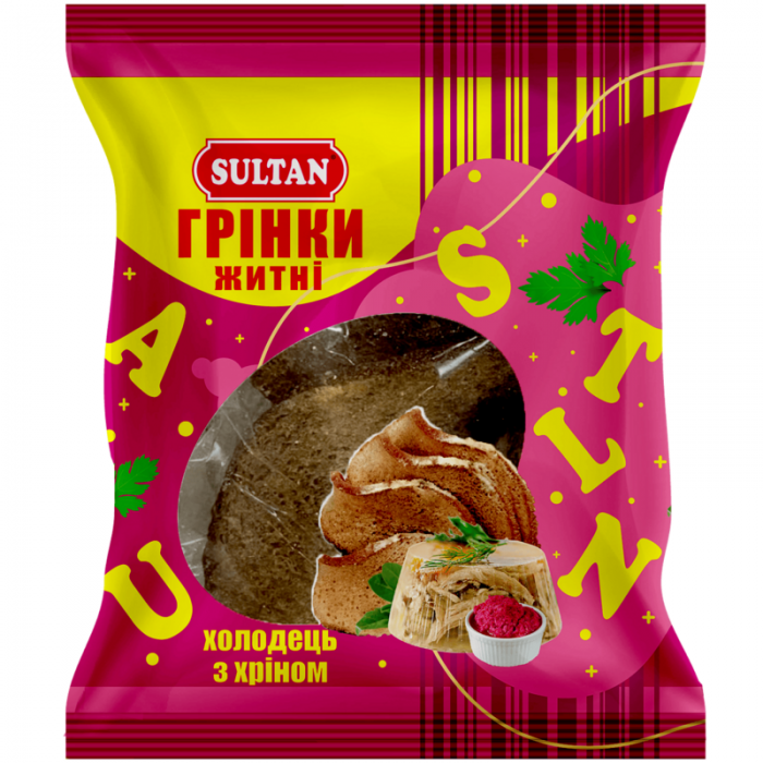Грінки житні Холодець з хріном, 80г