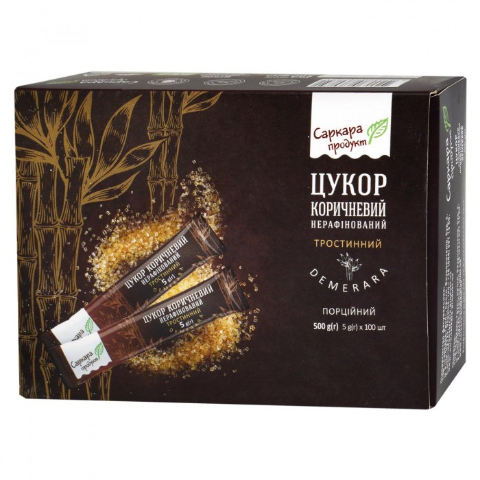 Цукор коричневий тростинний в стіках 100шт/5г. (коробка)