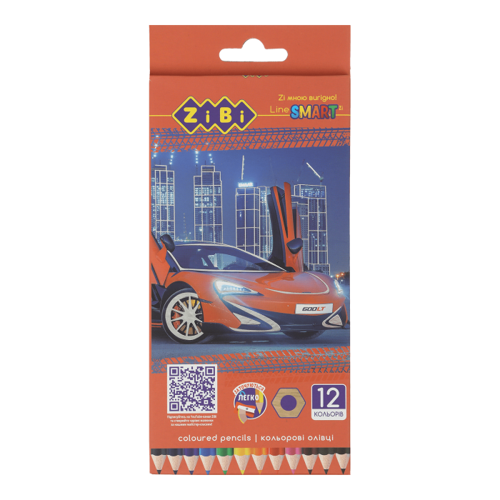 Олівці кольорові Машинка (12 кольорів) ZB.2446
