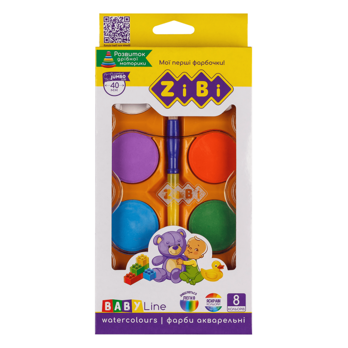 Акварель Jumbo (8 кольорів) з пензликом Baby Line ZB.6580
