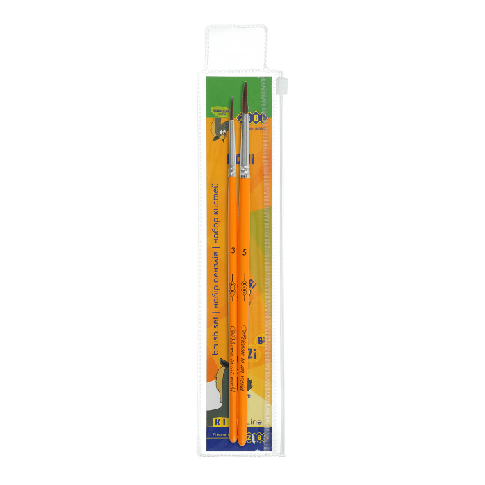 Набір пензлів School для школи, поні круглі №3, 5 (2шт.) ZB.6952