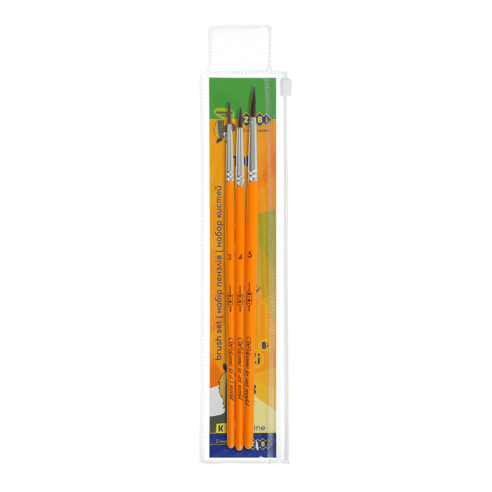 Набір пензлів School для школи, поні круглі № 3,4,5 (3шт)  ZB.6955