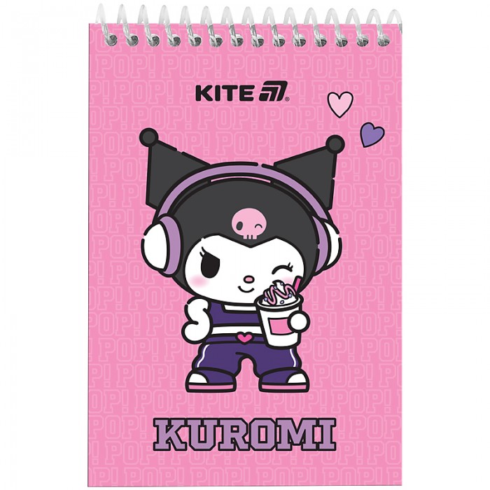 Блокнот на пластиковій пружині А6, 48арк. нелінов., Kuromi