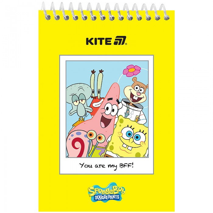 Блокнот на пластиковій пружині А6, 48арк. нелінов., Sponge Bob