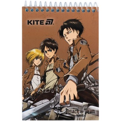 Блокнот на пластиковій пружині А6, 48арк. нелінов., Attack on Titan