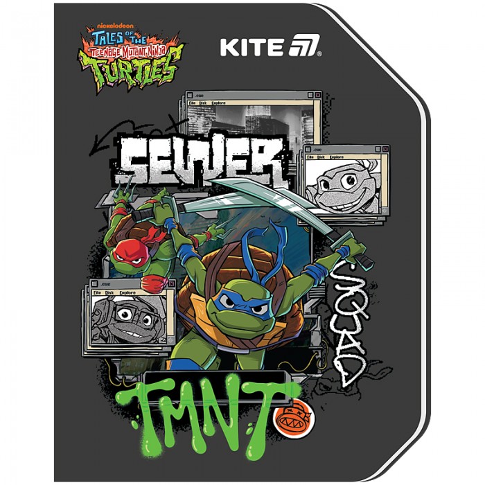 Блокнот клейовий з фігурною вирубкою А6, 60арк. клітинка, Ninjia Turtles