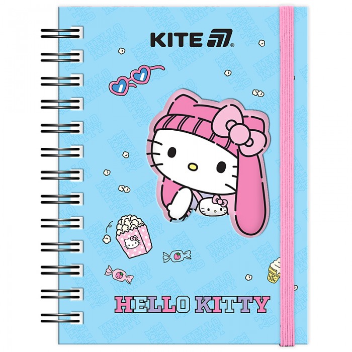 Блокнот на пружині з фігурною вирубкою, клітинка Hello Kitty А6, 80арк