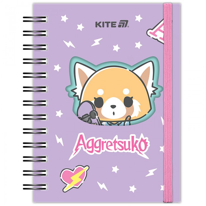 Блокнот на пружине с фигурной вырубкой, клетка Aggretsuko А6, 80л